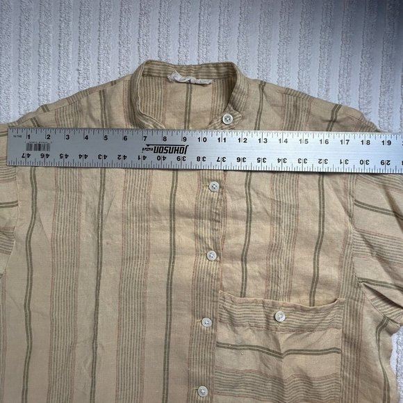 Hiroko Koshino Womens Shirt Dress Size 9 Tall Beige Striped Long Sleeve Midi - Picture 6 of 9